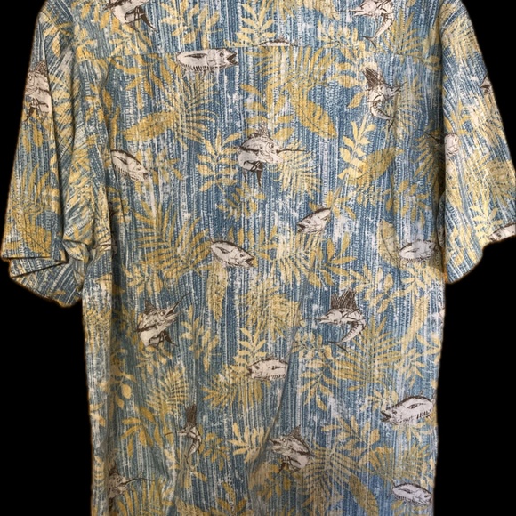 Large Short Sleeve Colombia Hawaiian Shirt with Tuna And Sword Fish Print - Picture 3 of 5